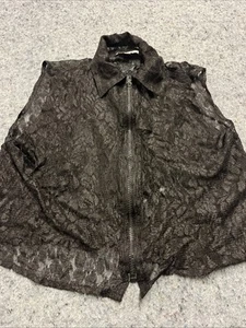 Vintage Morgan Square Black Lace Zip Front, Sleeveless Blouse. Sheer. Floral - Picture 1 of 7