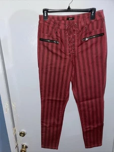 Afrm Red Size 31 Cotton Blend Striped Zipper Pocket W - Picture 1 of 11