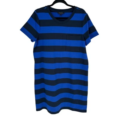 Banana Republic в полоску колена платье синий черный Crewneck повседневный эластичной L - Изображение 1 из 4