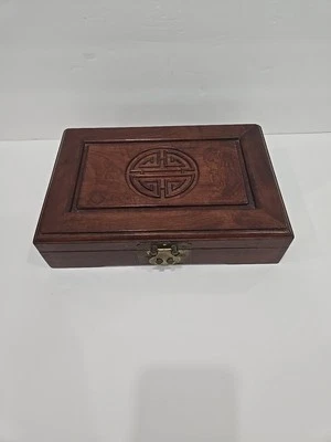 Joyero vintage/chino de palo de rosa/hongmu/montajes de latón ornamentado Foto 1 de 4