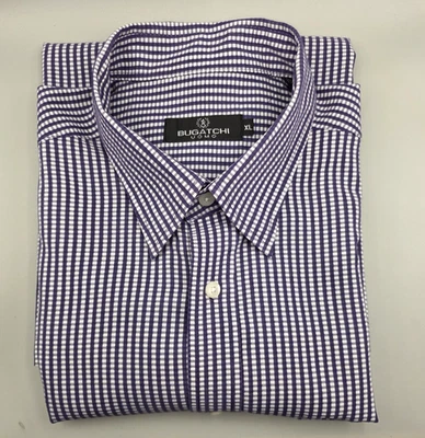 Men's Bugatchi Uomo Short Sleeve Shirt XL Blue Check - Image 1 of 4