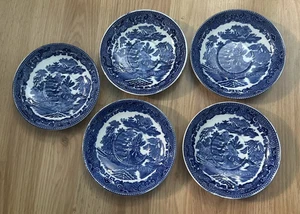 5 Wedgwood Blue Willow 6” Dessert Bread Plates Saucers Made In England W/ Stamp - Picture 1 of 15