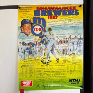 Milwaukee Brewers 1987 Baseball Commemorative Poster WTMJ Radio 13-0 No-Hitter - Picture 1 of 10