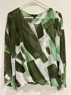ALFANI Women's Blouse Long Sheer Sleeves Semi Partially Lined Medium - Image 1 of 4