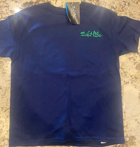 SALT LIFE Mahi Peak Graphic T-Shirt Youth Small YS Navy & Green NWT - Picture 1 of 3