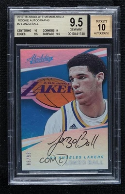 2017-18 Panini Absolute Rookie /99 Lonzo Ball #AR-LB BGS 9.5 GEM MINT Auto RC - Image 1 of 2