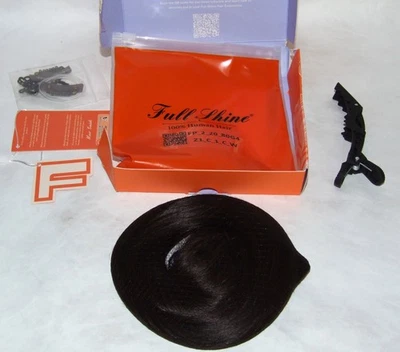 Full Shine Dark Brunette 20" Human Hair Clip in Weft Extensions Invisible Wire - Image 1 of 4
