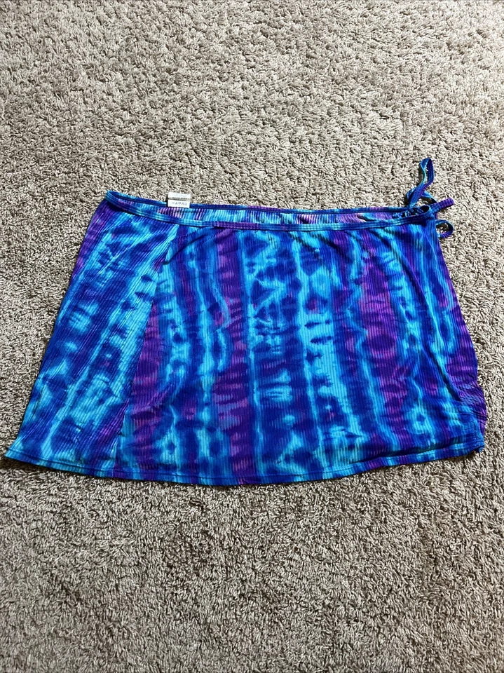 Catalina Mujer 2X Nylon Cubre Falda Acanalada Azul Corbata Cintura Foto 1 de 4