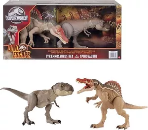 MATTEL JURASSIC WORLD T-Rex vs. Spinosaurus Dinosaur Figure Set of - Imagen 1 de 6