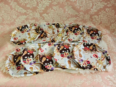 Vintage Snack Trays Floral Cart Design Metal Tin 7.5"L x 6.25"W Set of 10 - Image 1 of 4
