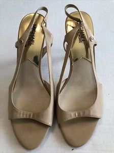 michael kors sandals 8M beige ankle strap high heel leather - Picture 1 of 7