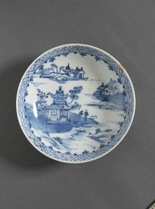 18th C. Antique Chinese Kangxi Blue White porcelain Saucer, Kintsugi. - Picture 1 of 10
