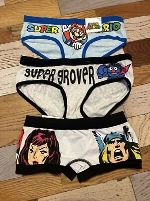 Lote 3 Calcinhas Femininas Mario Marvel Grover Adolescentes Meninas Roupa Íntima P Pequena 5 NOVA - Imagem 1 de 4