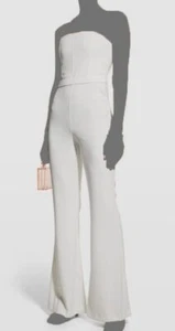 $495 Alice + Olivia Women's White Strapless Lavera Flare Leg Jumpsuit Size 4 - Picture 1 of 4