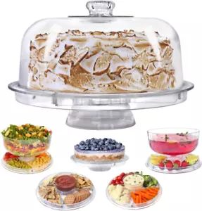 Cake Stand with Dome Cover, 6-In-1 Multi-Purpose Use, Cake Stand with Lid, Servi - Picture 1 of 9