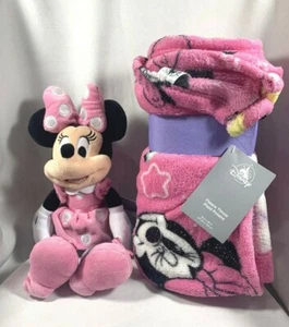 NEW DISNEY STORE PINK MINNIE FLEECE THROW BLANKET 50" X 60" AND PLUSH - Picture 1 of 12
