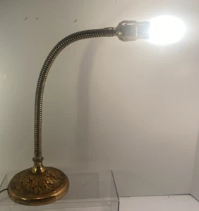 VINTAGE MCM STEAMPUNK SCHWANENHALSLAMPE GUSSEISEN & MESSING INDUSTRIAL SCHREIBTISCHLAMPE - Bild 1 von 10