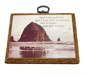 "Cannon Beach ODER Vintage 70er Jahre Holzschild Bless God Wander Hope Love 3,5"" x 4,5""" - Bild 1 von 4