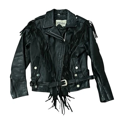 Chaqueta de cuero vintage Wilson para motociclista punk moto flecos para mujer talla 10 Foto 1 de 4