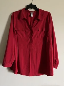 Maggie Barnes For Catherines Womens Plus Soze 3X Top Red Long Sleeve Cateer - Picture 1 of 3