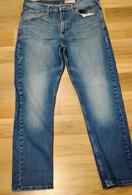 Vintage Wrangler Regular Taper Distressed Faded Blue Jeans 34 x 30 - Image 1 of 4