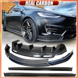 Fits Tesla Model X 16-21 Rear Bumper Diffuser Side Skirts Front Lip REAL CARBON - Foto 1 di 20