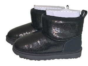 UGG Mujer Talla 8 Clásico Mini Espejo Bota de Pelota Negro Cómodo Lentejuelas Moda Zapato - Imagen 1 de 11