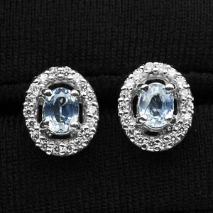Pristine Cornflower Blue Sapphire 0.98Ct 925 Sterling Silver Handmade Earrings - Picture 1 of 6