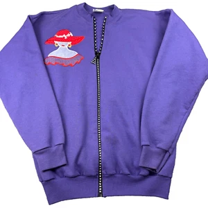 Vintage Red Hat Lady Cactus Jacket Women's Large Purple Fleece Lined Full Zip - Picture 1 of 12