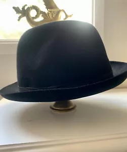 Royal Stetson Diplomat Fedora Trilby Hat Black Felt Fur Hat Size 7 Hat 1940s - Picture 1 of 10