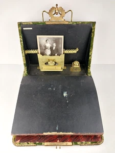 Antique Victorian Edwardian Velvet & Brass Photo Album w/ 52 Cabinet Card Photos - Picture 1 of 15
