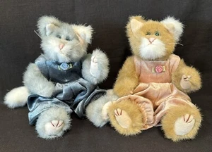 Ty Attic Treasures 1993 Pouncer & Schnurrhaare Kätzchen Katzen Plüsch Grau Orange 2er Set - Bild 1 von 15