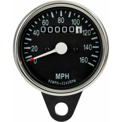 Universal Motorcycle Motorbike Classic Style Chrome/Black Cable Speedo MPH - Image 1 of 4