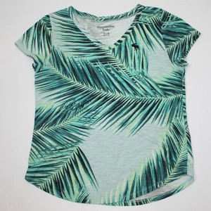 Abercrombie Kids Girl's Short Sleeve Palm Leaf Print Icon Crew Tee size 11-12 - Picture 1 of 2