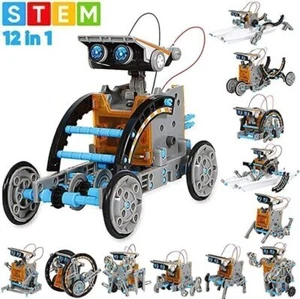 Stelo 12 in 1 Educazione Robot Solare Giocattoli 190 Pezzi Fai da Te Edilizia Scienza - Foto 1 di 9