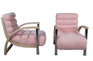 Jay Spectre Century Eclipse Salmon Pink Post Modern Chrome Club Lounge Arm Chair - Picture 1 of 12
