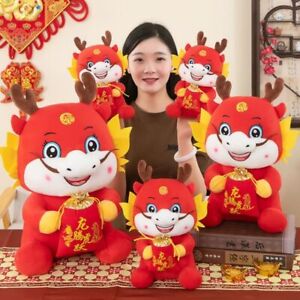 25cm Chinese Dragon Doll Yellow Red Stuffed Animal Doll  Stress Release