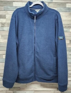 Giacca uomo Orvis grande pile blu classica outdoor escursionismo campeggio logo - Foto 1 di 8