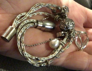 Givenchy Magnetic Cable Bracelet Blessed Pearl Crystal Silver Tone Signed 6.5” - Picture 1 of 7