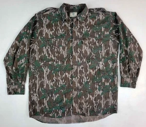 Vintage Mossy Oak Greenleaf Button Down Camo Shirt Made In The USA Men's L / XL - Picture 1 of 7