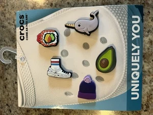 CROCS Uniquely You Jibbitz Charms 5 Pack, Narwhal, Avocado, Sushi, Hat, Croc - Picture 1 of 2