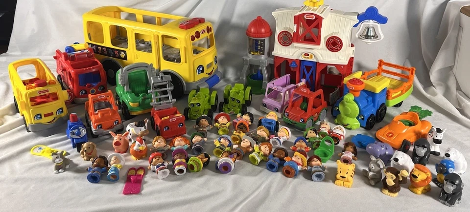 Huge Lot - Little People Toys Figurines Trucks Bus Fire 61 Pieces School Toddler - Image 1 of 4