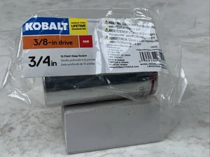 KOBALT 337813, 3/4in. 3/8 Drive Deep 12pt SAE Socket-Red Stripe-Store Packaging - Picture 1 of 6