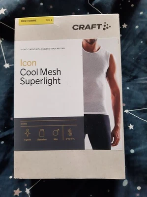 Craft Cool Mesh SuperLight Mens Sleeveless Baselayer White Large Top - Image 1 of 4