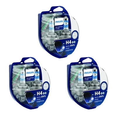 3x Philips RacingVision GT200 DuoPack H4 Halogen bis zu 200% mehr Licht 60/55W - Bild 1 von 4