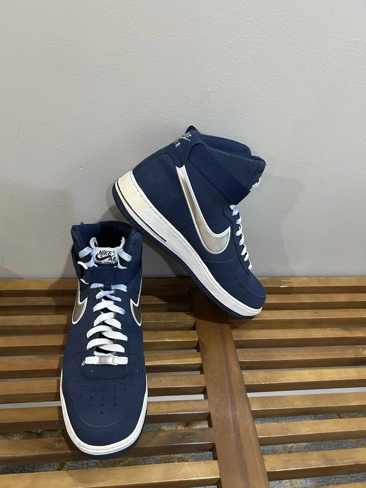 Nike Air Force 1 High Top Size 11.5 US 2012 Midnight Blue & Silver Swoosh Rare - Image 1 of 4