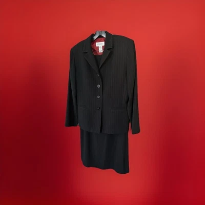 Studio 1 женщин 2 изделия юбка костюм черный в полоску Blazer размер 12 Workwear официальный - Изображение 1 из 4