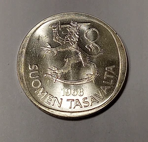 Finland * 1 markka * Silver Ag * 1968  * UNC * - Picture 1 of 2