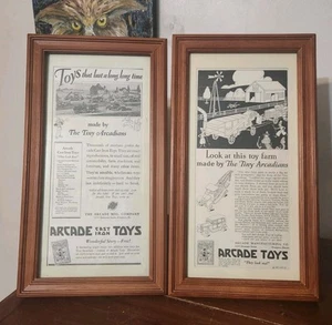 Set of 2 1927 Vintage Arcade Cast Iron Toys Advertising in Frame - Picture 1 of 8