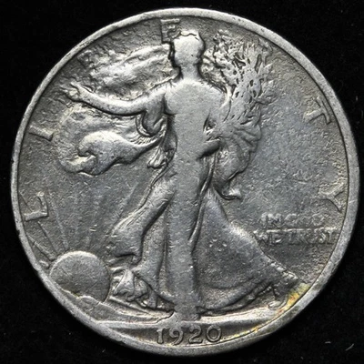 1920 Walking Liberty Silver Half Dollar FINE E355 GRCN - Image 1 of 2